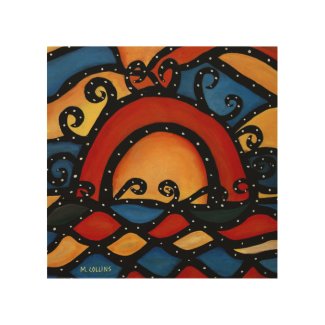 Abstract Sunset From Original Painting Wood Print