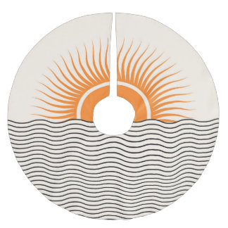 Abstract sunset: geometric boho decor. brushed polyester tree skirt