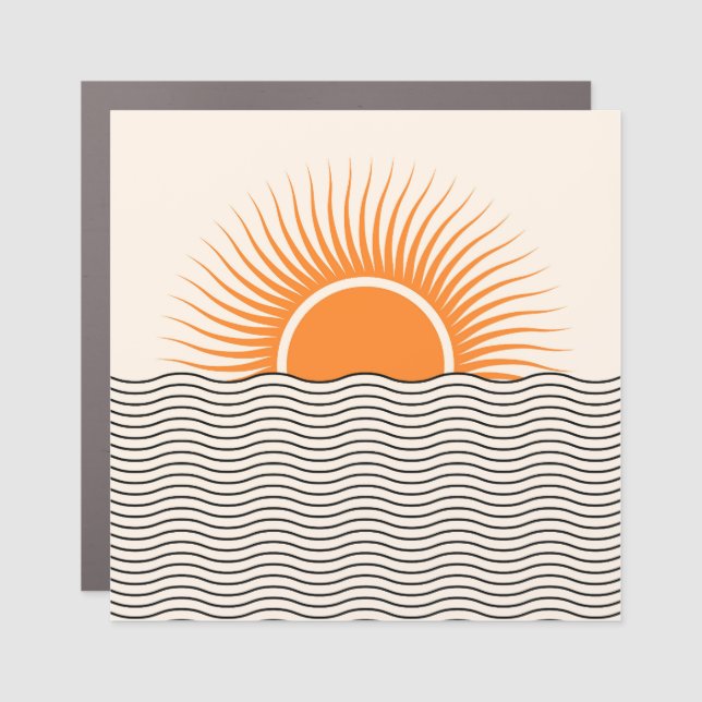 Abstract sunset: geometric boho decor. car magnet (Front)