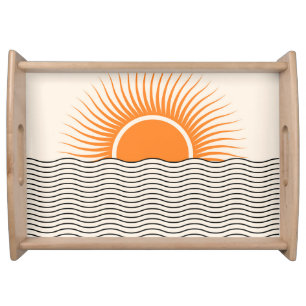 Abstract sunset: geometric boho decor. serving tray