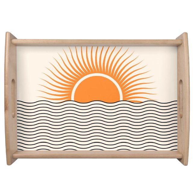 Abstract sunset: geometric boho decor. serving tray (Front)