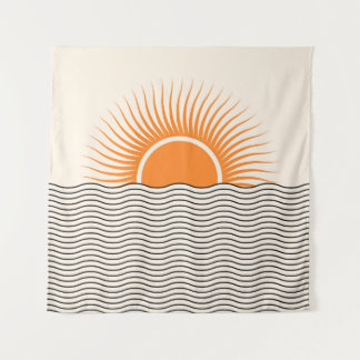Abstract sunset: geometric boho decor. tapestry