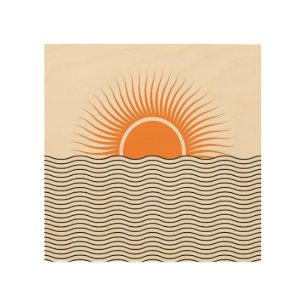 Abstract sunset: geometric boho decor. wood wall art