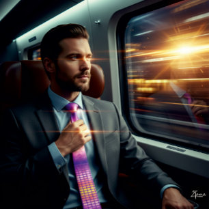 Abstract Sunset Glow Digital Light Pattern Neck Tie