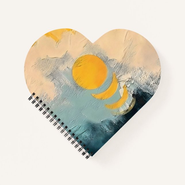 Abstract Sunset – Golden Calm Over Horizons Notebook (Front)