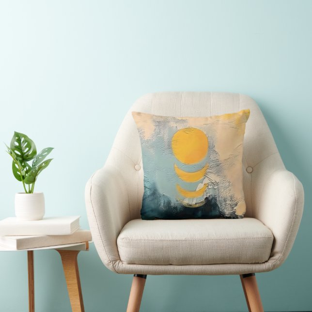 Abstract Sunset – Golden Calm Over Horizons Throw Pillow (Chair)
