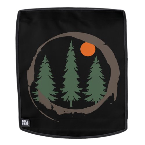 Abstract sunset landscape with pine trees backpack
