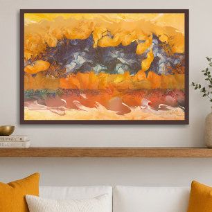 Abstract Sunset Orange Gold 0612 Art Print