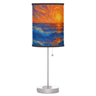 Abstract Sunset over Ocean Waves Table Lamp