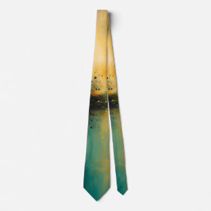 Abstract Sunset Over Teal Waters Neck Tie