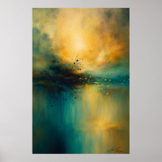 Abstract Sunset Over Teal Waters Poster
