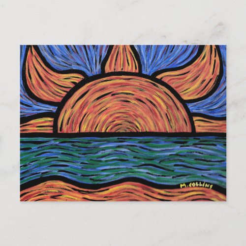 Abstract Sunset Painting Postcard