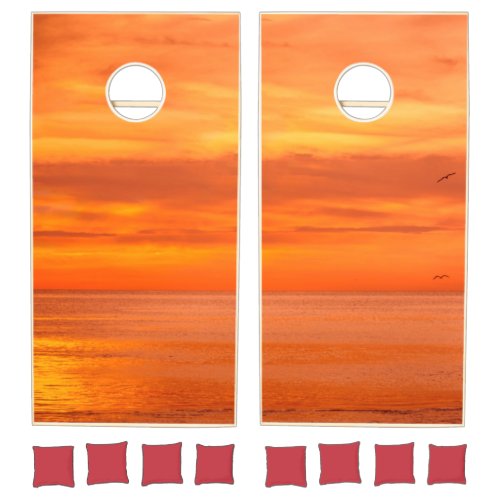 Abstract Sunset Red Orange Yellow Modern Template Cornhole Set