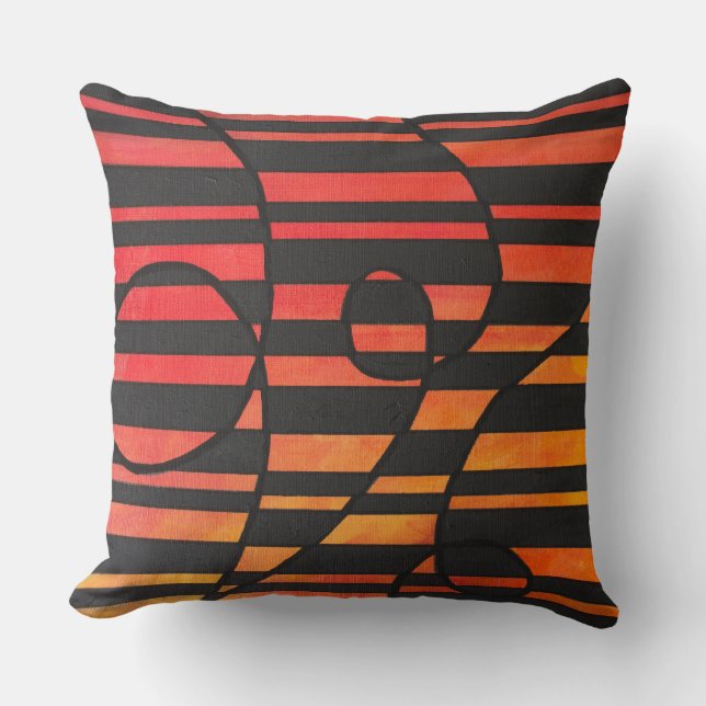Abstract Sunset Stripes with Bold Geometric Shapes Throw Pillow (Front)