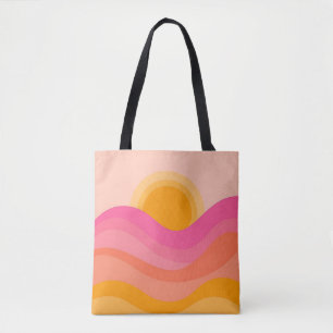 Abstract Sunset Tote Bag Pastel Wave