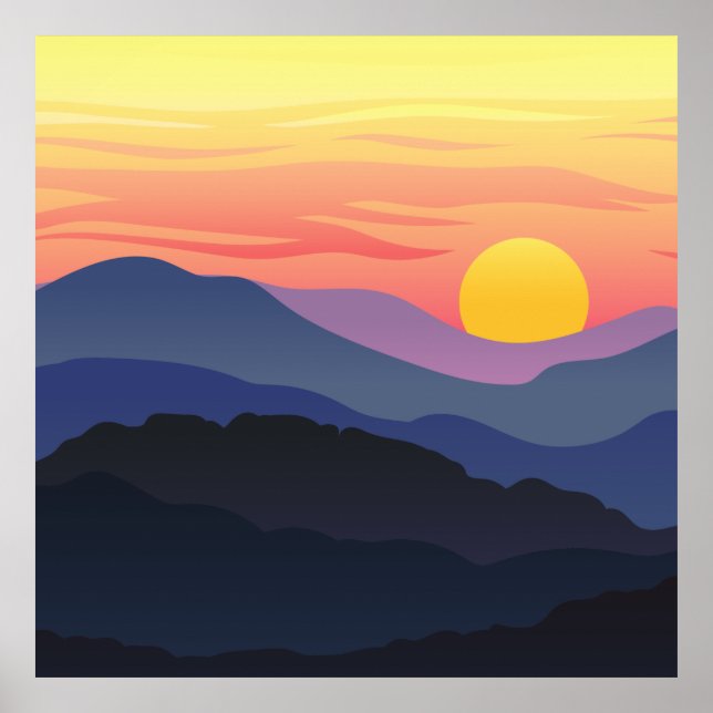 Abstract Sunset View Pattern Poster (Front)