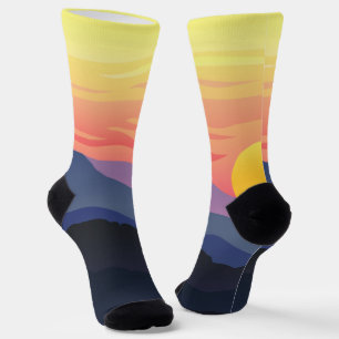 Abstract Sunset View Pattern Socks