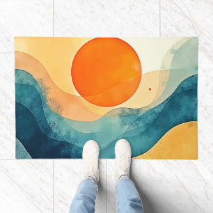 Abstract Sunset Waves Art Doormat