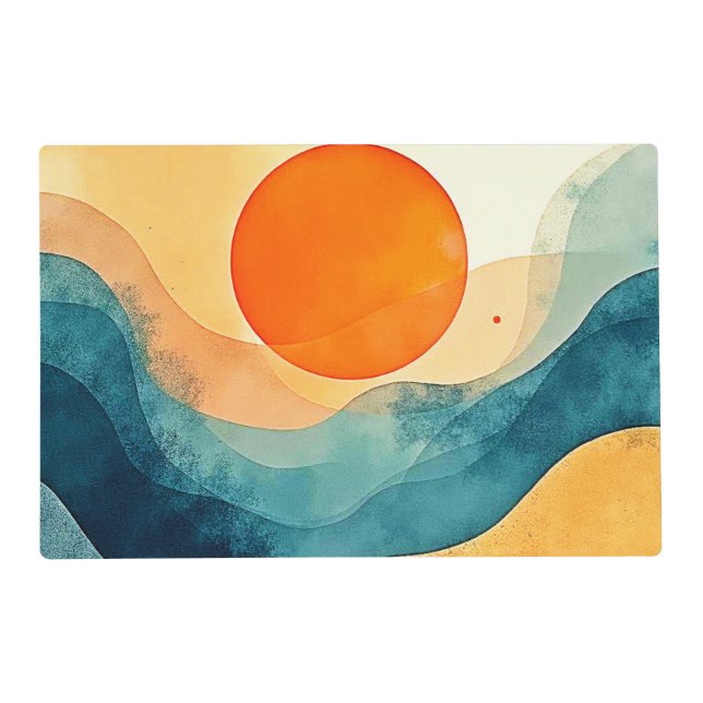 Abstract Sunset Waves Art Placemat (Front)