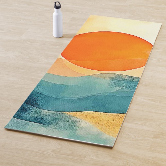 Abstract Sunset Waves Art Yoga Mat (In Situ)