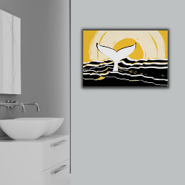 Abstract Sunsrise Whale Fin Sea Yellow & Black Poster