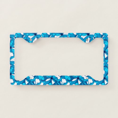 Abstract surf hibiscus license plate frame