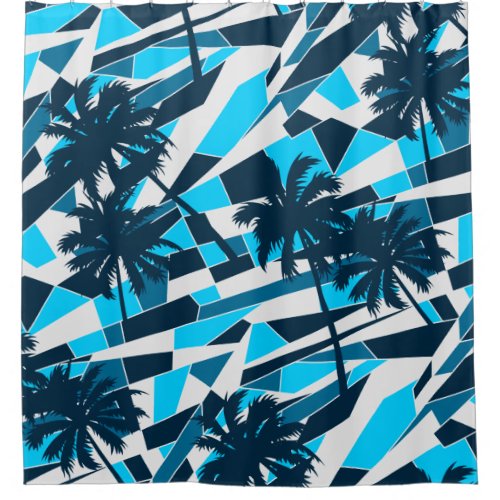 Abstract surf palm trees shower curtain