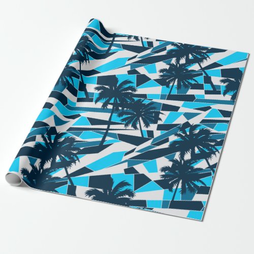 Abstract surf palm trees wrapping paper