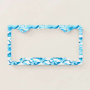 Abstract surf waves license plate frame