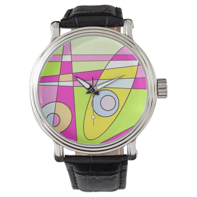 Abstract Surfing Bright Pink Green Bubblegum  Watch (Front)