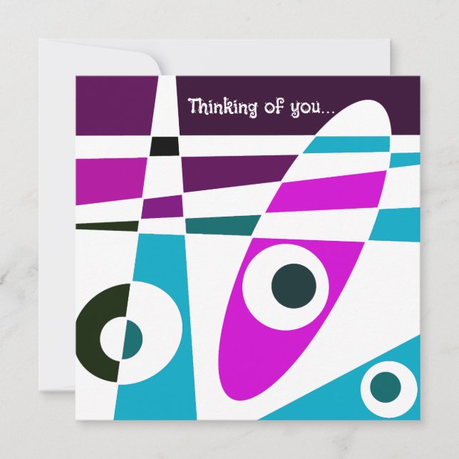 Abstract Surfing Cyan Magenta Thinking Of You Card (Front)