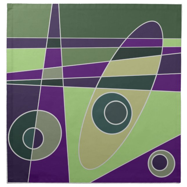 Abstract Surfing Green Purple Cloth Napkin (Front)