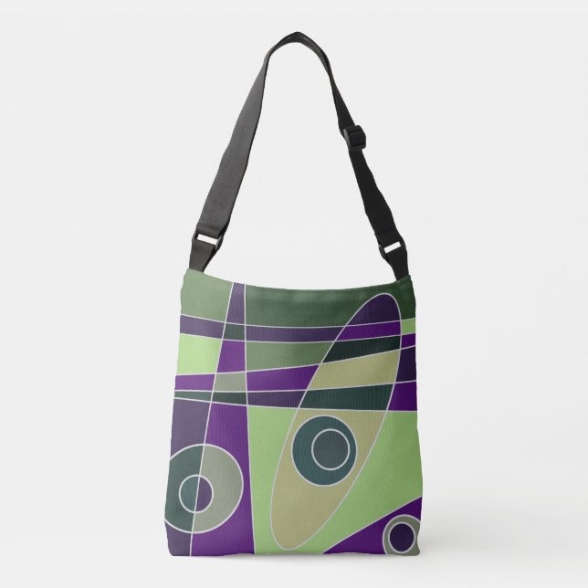 Abstract Surfing Green Purple Crossbody Bag (Front)