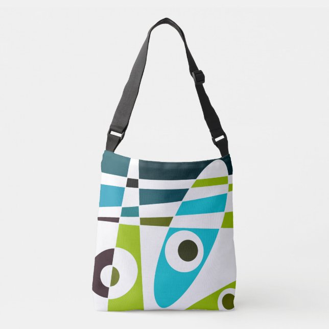 Abstract Surfing Olive Blue Teal Planner Crossbody Bag (Front)