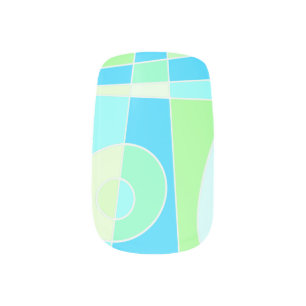 Abstract Surfing Pastel Blue Green Minx Nail Art