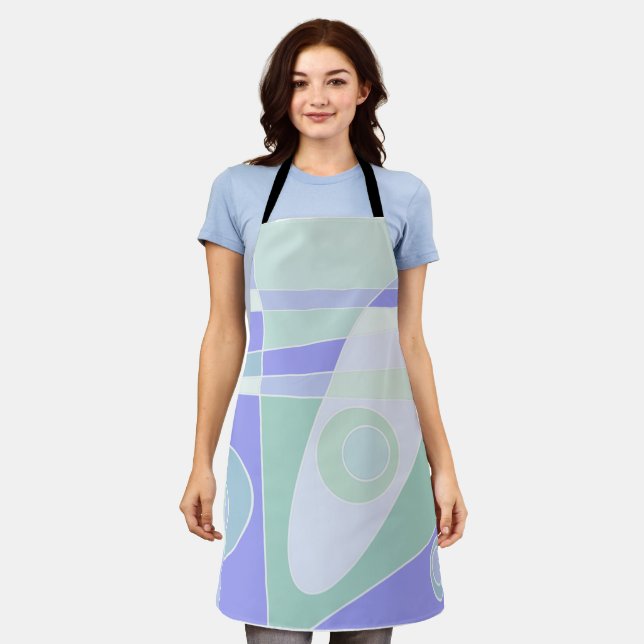 Abstract Surfing Pastel Purple Green Apron (Worn)