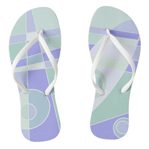 Abstract Surfing Pastel Purple Green Flip Flops