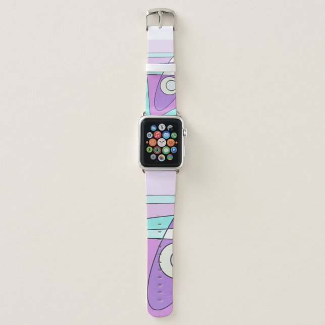 Abstract Surfing Pastel Turquoise Lilac Apple Watch Band (Front)