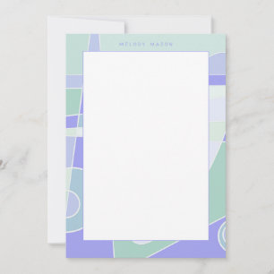 Abstract Surfing Purple Green Personalized Name Note Card