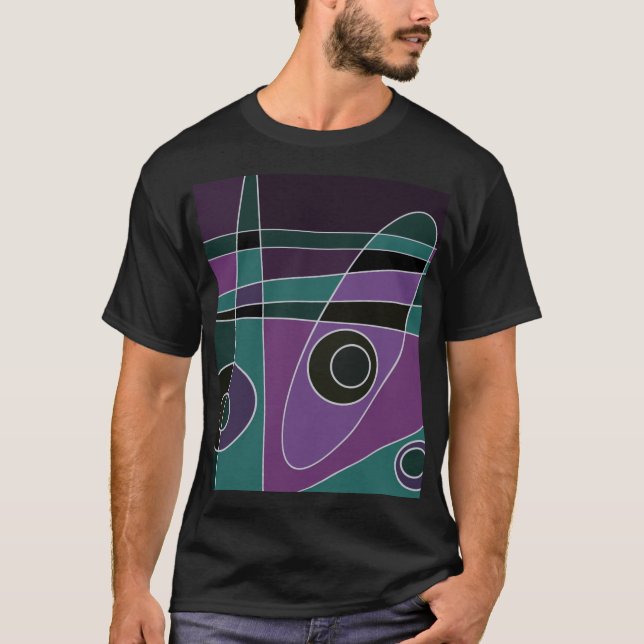 Abstract Surfing Teal Purple T-Shirt (Front)