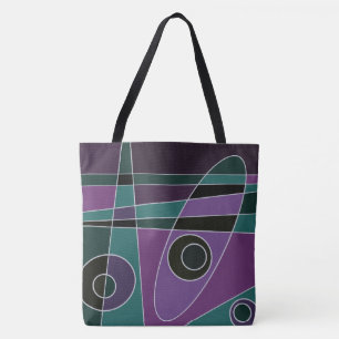 Abstract Surfing Teal Purple Tote Bag