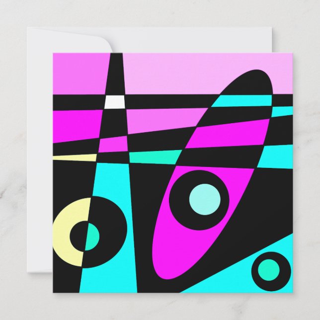 Abstract Surfing Turquoise Hot Pink Yellow Black  (Front)