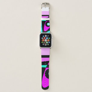 Abstract Surfing Turquoise Hot Pink Yellow Black  Apple Watch Band