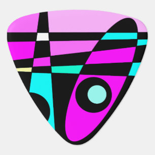 Abstract Surfing Turquoise Hot Pink Yellow Black  Guitar Pick