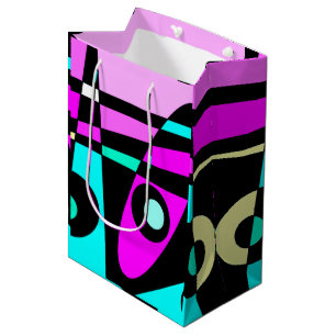 Abstract Surfing Turquoise Hot Pink Yellow Black Medium Gift Bag