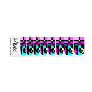 Abstract Surfing Turquoise Hot Pink Yellow Black Minx Nail Art