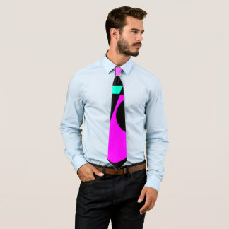Abstract Surfing Turquoise Hot Pink Yellow Black  Neck Tie