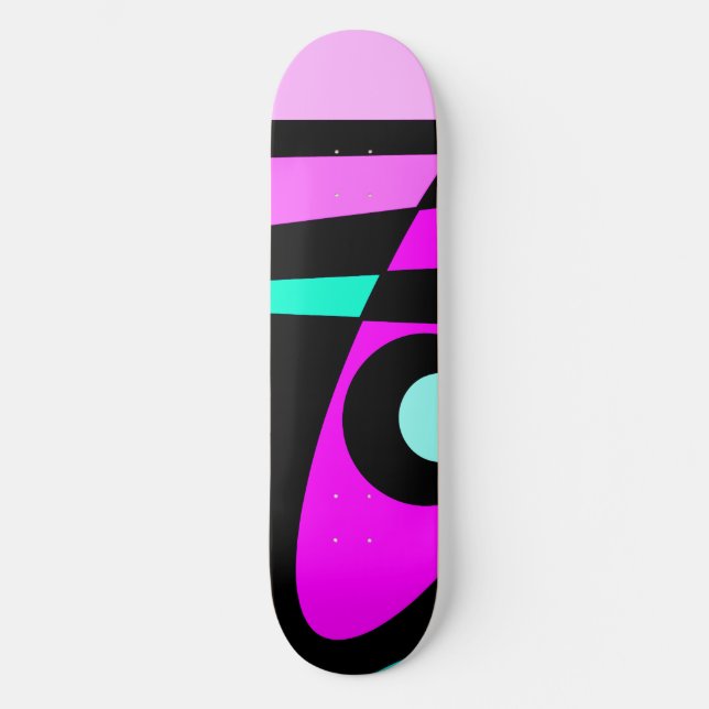 Abstract Surfing Turquoise Hot Pink Yellow Black  Skateboard (Front)