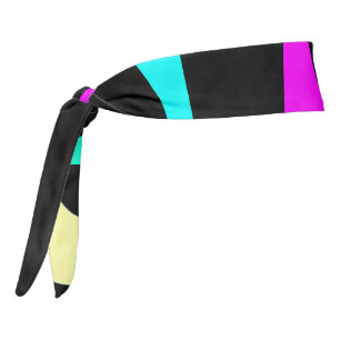 Abstract Surfing Turquoise Hot Pink Yellow Black Tie Headband