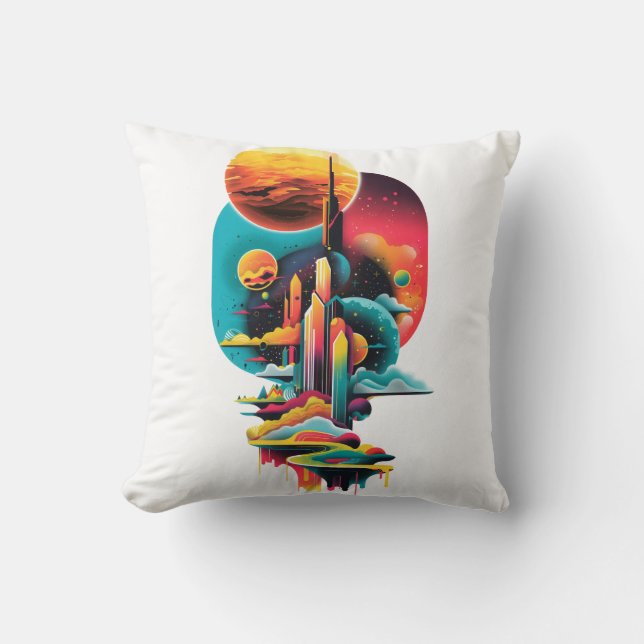 Abstract surreal dreamy landscape throw pillow (Front)